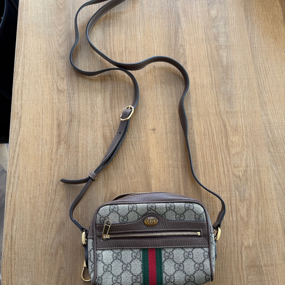 Gucci GG Supreme Monogram Web Mini Ophidia Shoulder Bag Brown - Picture 2 of 4